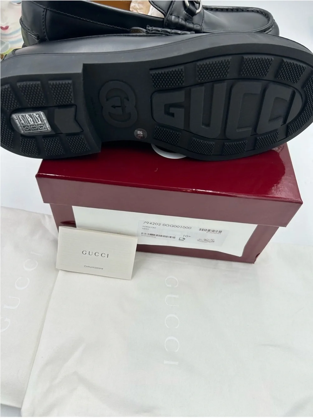 Men’s Gucci horse bit leather loafer size 10.5 fits 11 US made in Italy